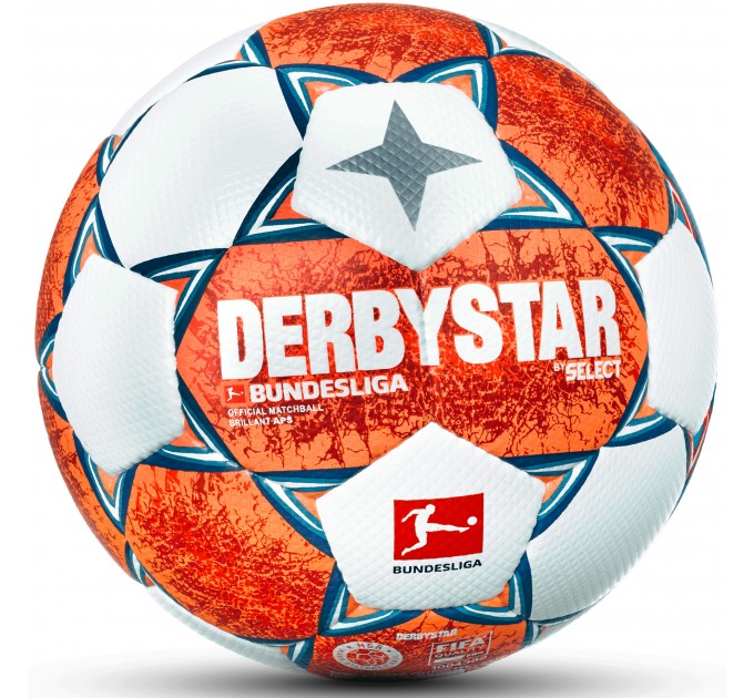 М’яч футбольний SELECT DERBYSTAR Bundesliga Brillant APS (163) біло/син/помар, 5