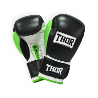 Перчатки боксерские THOR TYPHOON 12oz /PU /черно-зелено-белые