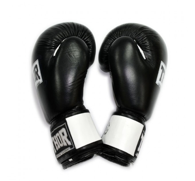 Перчатки боксерские THOR SPARRING 14oz /Кожа /черно-белые