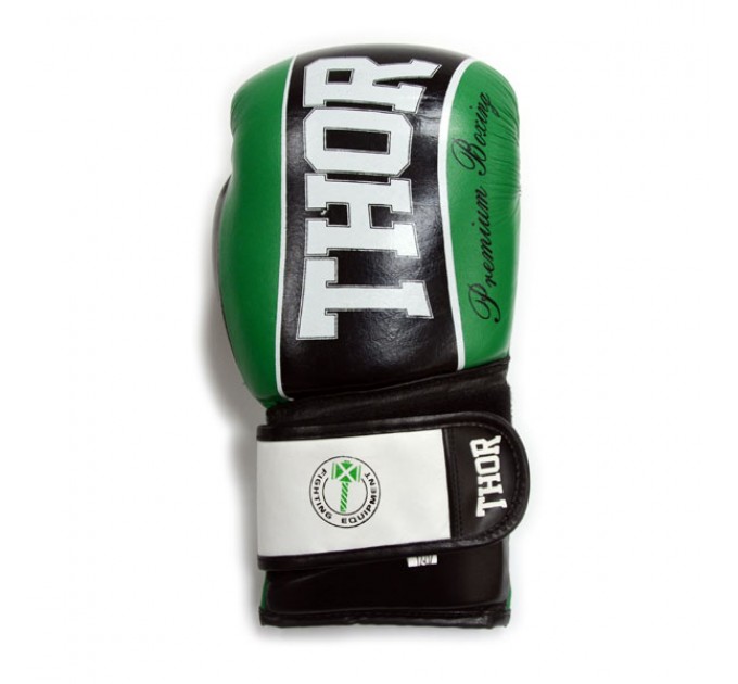 Перчатки боксерские THOR THUNDER 14oz /Кожа /зеленые