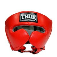 Шлем для бокса THOR 716 M /Кожа / красный