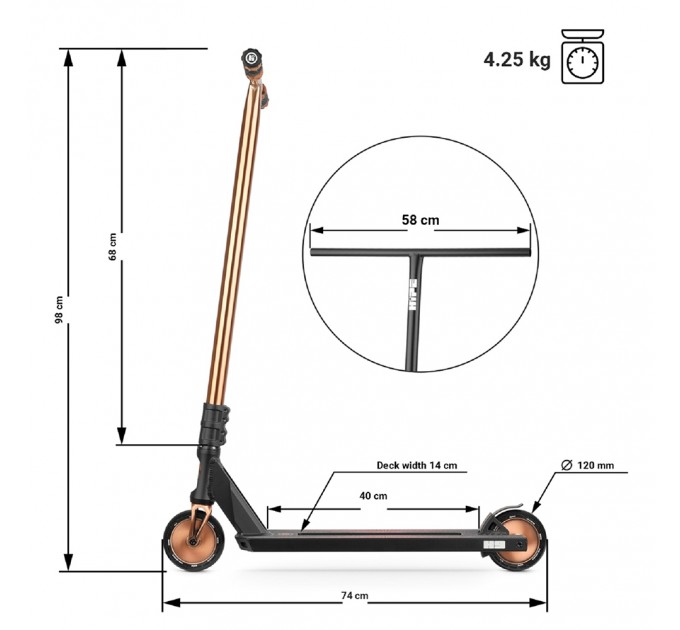 Самокат трюковый Hipe H9 Black/Bronze