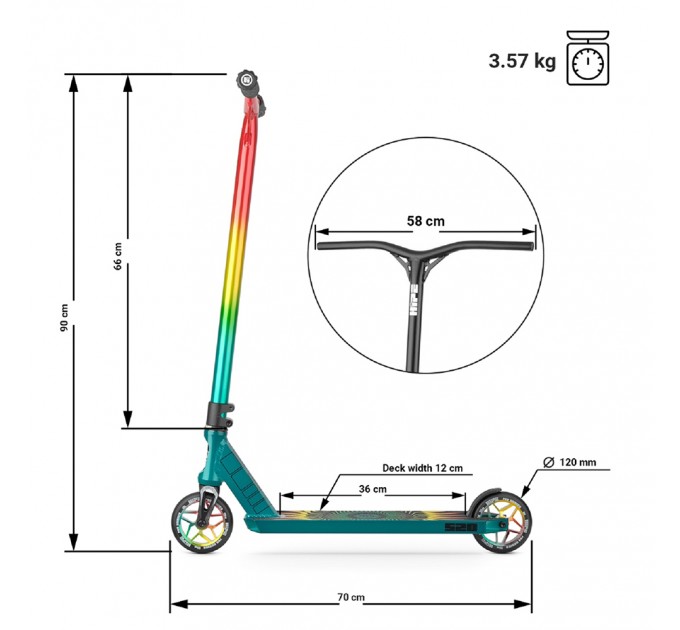 Самокат трюковый Hipe S20 colorfull