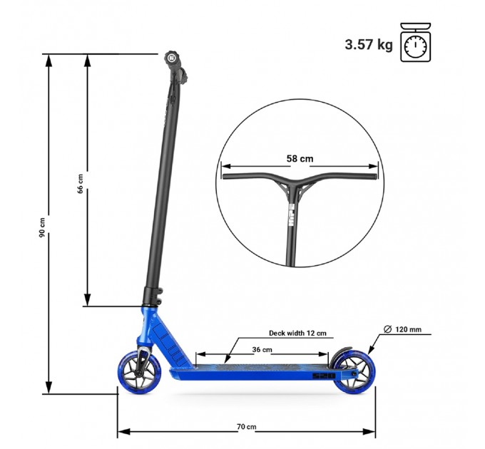 Самокат трюковый Hipe S20 Black/Blue