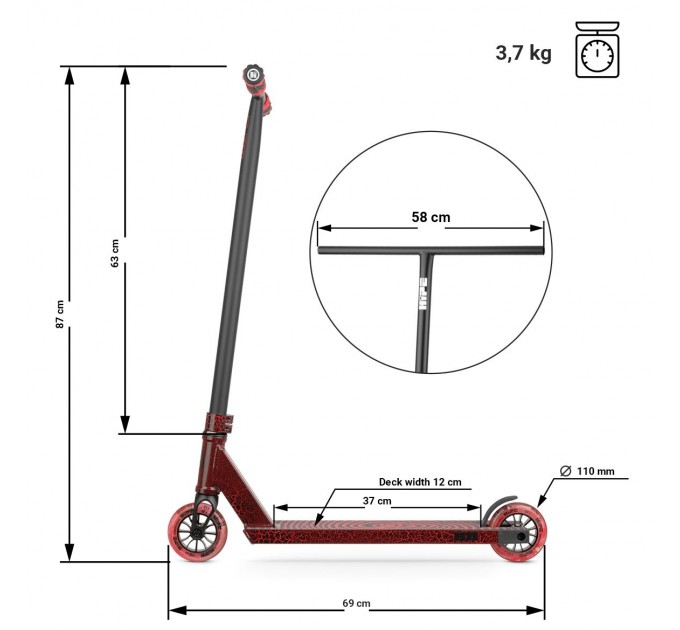 Самокат трюковий Hipe H11 Magma (black/red)