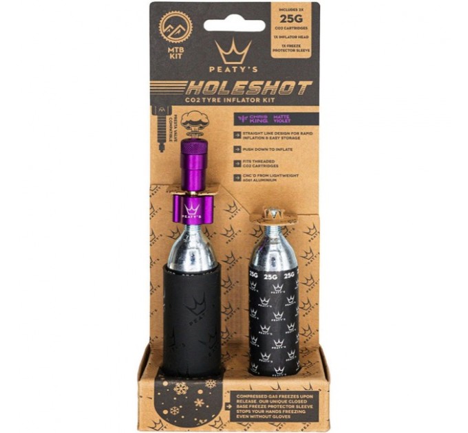 Насос Peaty's Holeshot CO2 Tyre Inflator, MTB 25g, Violet