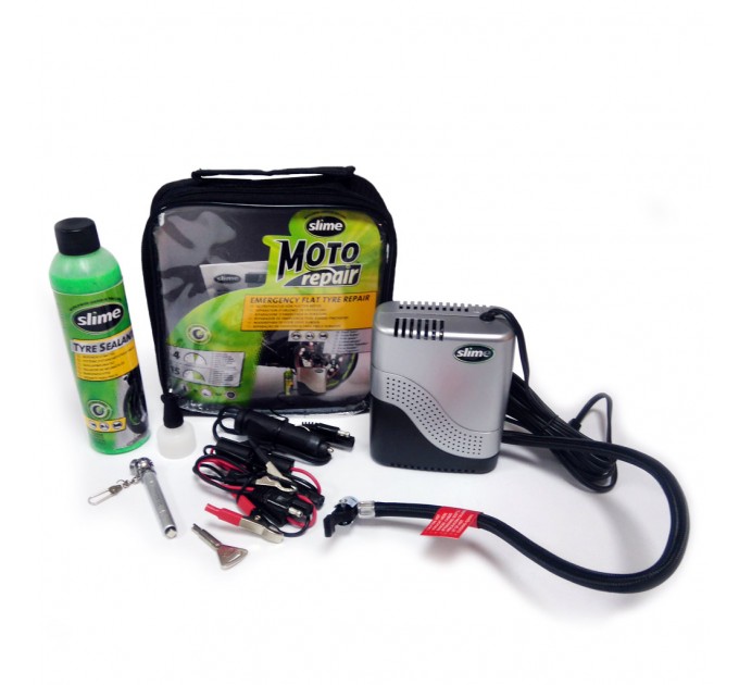 Ремкомплект для мотопокрышек MOTO Power Sport (Герметик + воздушный компрессор), Slime