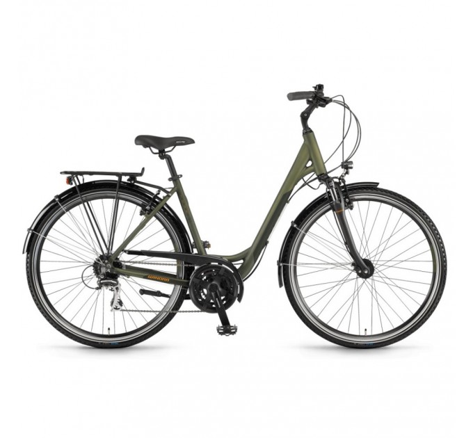 Велосипед Winora Domingo monotube 28" 24-G Acera, рама 46 см, оливково-черный матовый, 2021