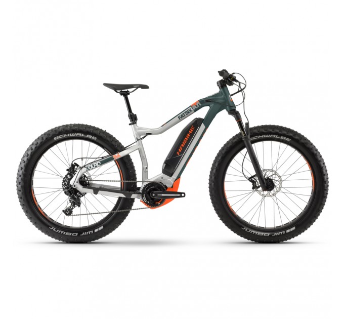 Электровелосипед Haibike XDURO FatSix 8.0 500Wh 11 s. NX 26", рама M, серо-зелено-оранжевый, 2020