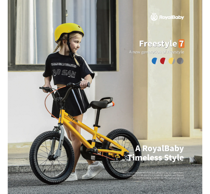 Велосипед RoyalBaby FREESTYLE 7TH 18", OFFICIAL UA, желтый