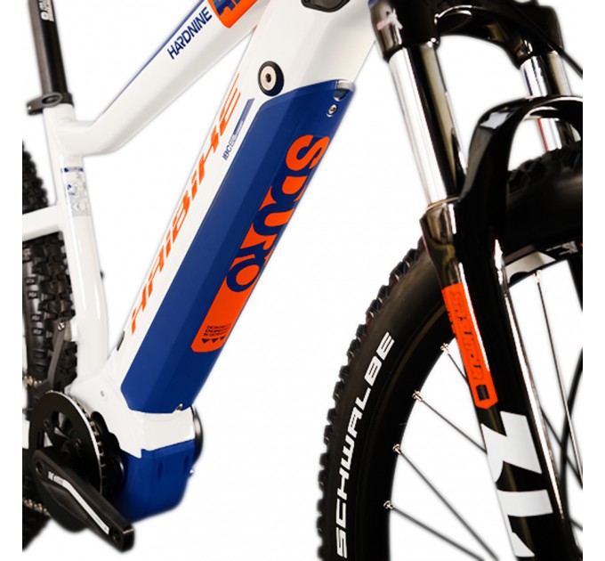 Электровелосипед Haibike SDURO HardNine 5.0 i500Wh 10 s. Deore 29", рама M, бело-оранжево-синий, 2020
