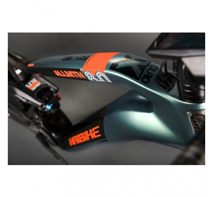 Электровелосипед Haibike XDURO AllMtn 8.0 i630Wh 11 s. XT 27.5"/29", CARBON, рама М, зелено-оранжевый матовый, 2020