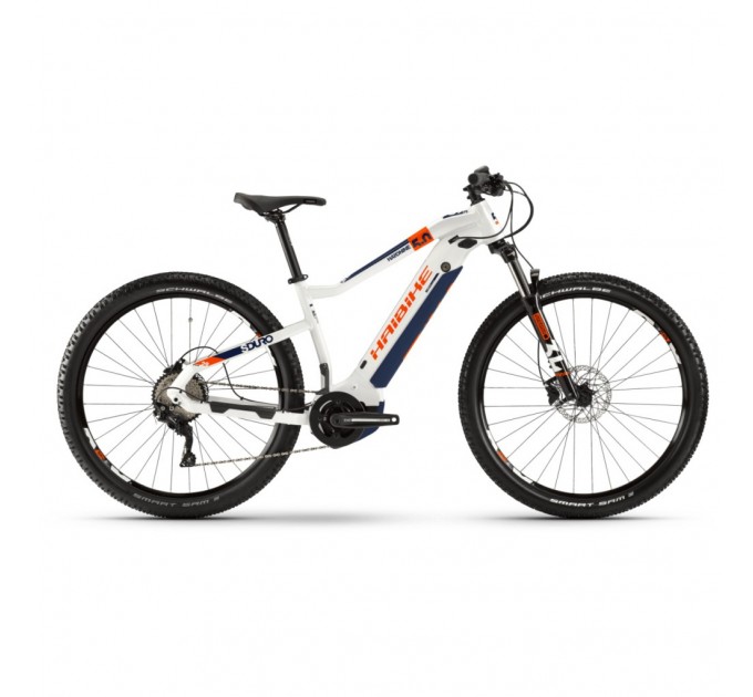 Электровелосипед Haibike SDURO HardNine 5.0 i500Wh 10 s. Deore 29", рама M, бело-оранжево-синий, 2020