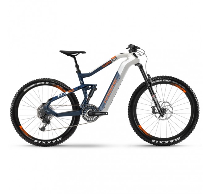 Электровелосипед HAIBIKE XDURO AllMtn 5.0 Carbon FLYON i630Wh 11 s. NX 27.5", рама XL, бело-сине-оранжевый, 2020