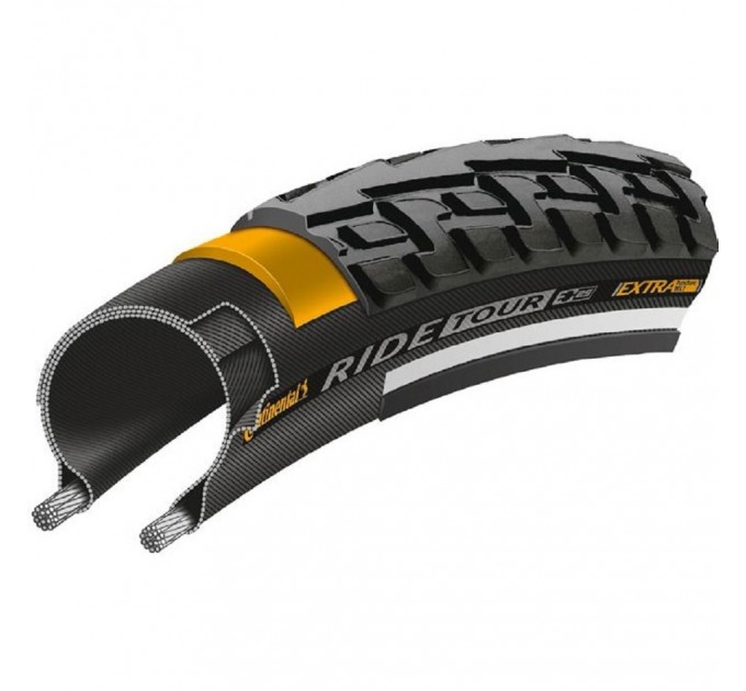 Покрышка Continental Ride Tour 28" | 700 x 35C черная/белая, не складная ExtraPuncture Belt