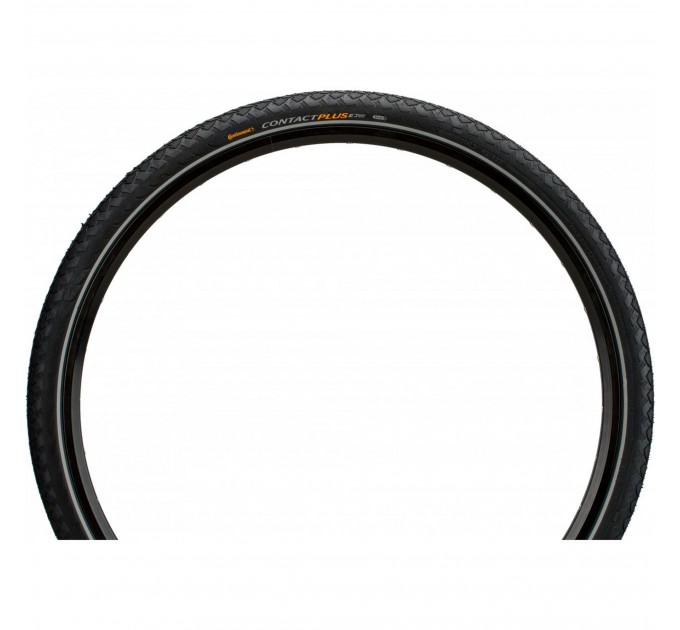 Покрышка Continental Contact Plus, 28" | 700 x 28C | 28 x 1 5/8 x 1 1/8, черная, светоотражающая, не складная