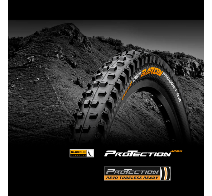 Покрышка Continental Der Baron Projekt 29"x2.4, Фолдинг, Tubeless, ProTection Apex, Skin