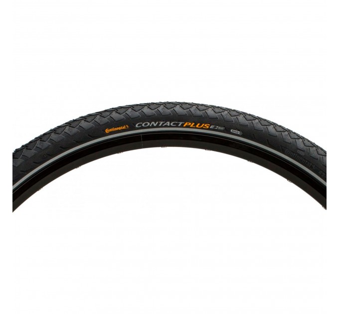 Покрышка Continental Contact Plus, 28" | 700 x 35C | 28 x 1 3/8 x 1 5/8, черная, не складная, светоотражающая