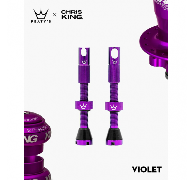Ниппели Peaty's x Chris King Tubeless Valves, 42mm, Violet