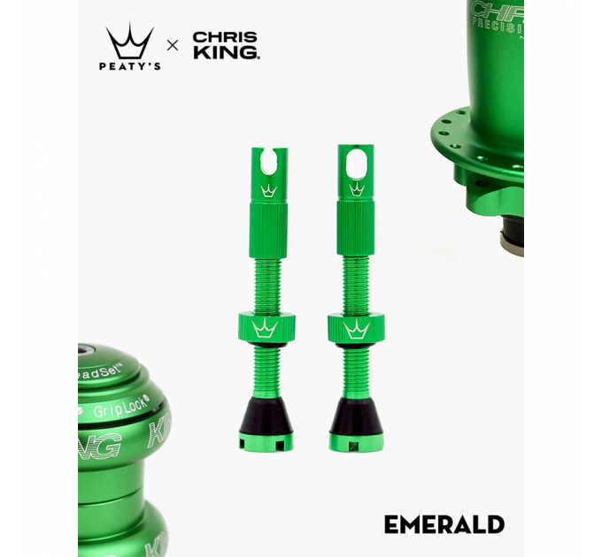 Ниппели Peaty's x Chris King Tubeless Valves, 42mm, Emerald