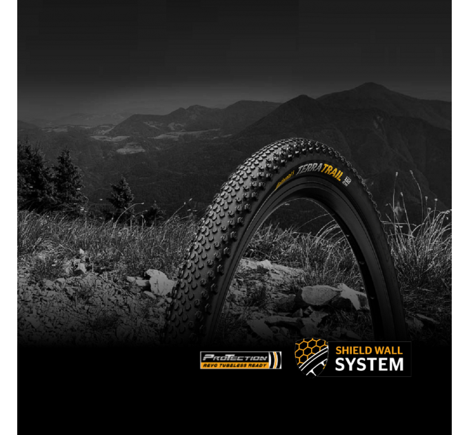 Покрышка бескамерная Continental Terra Trail ShieldWall 28" | 700 x 40C | 28 x 1.50 черная, складная, skin SL