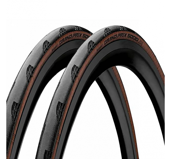 Покрышка бескамерная Continental Grand Prix 5000S 28" | 700 x 32C черная/коричневая складная skin
