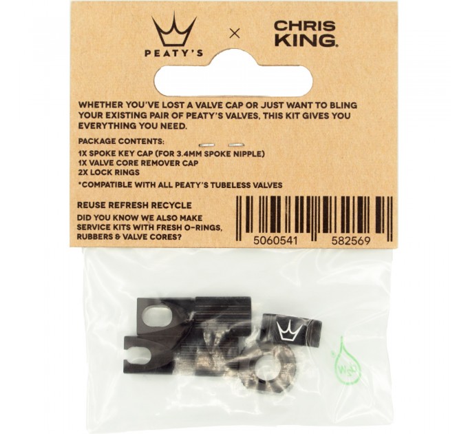 Колпачки для ниппелей Peaty's x Chris King Tubeless Valves Accessory Kit, Black
