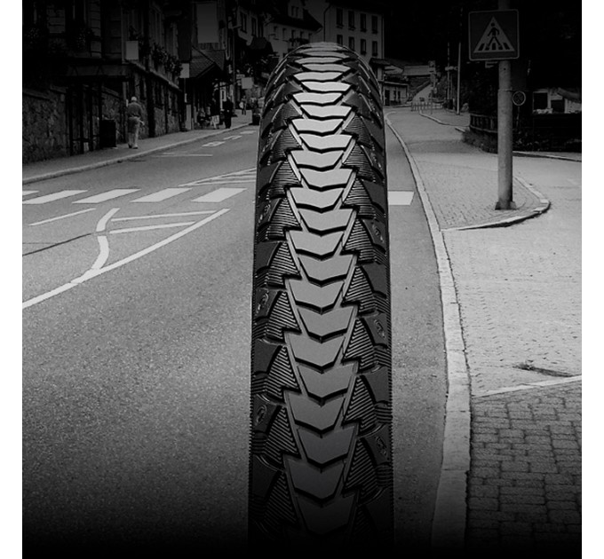 Покрышка Continental Contact Plus, 28" | 700 x 28C | 28 x 1 5/8 x 1 1/8, черная, светоотражающая, не складная