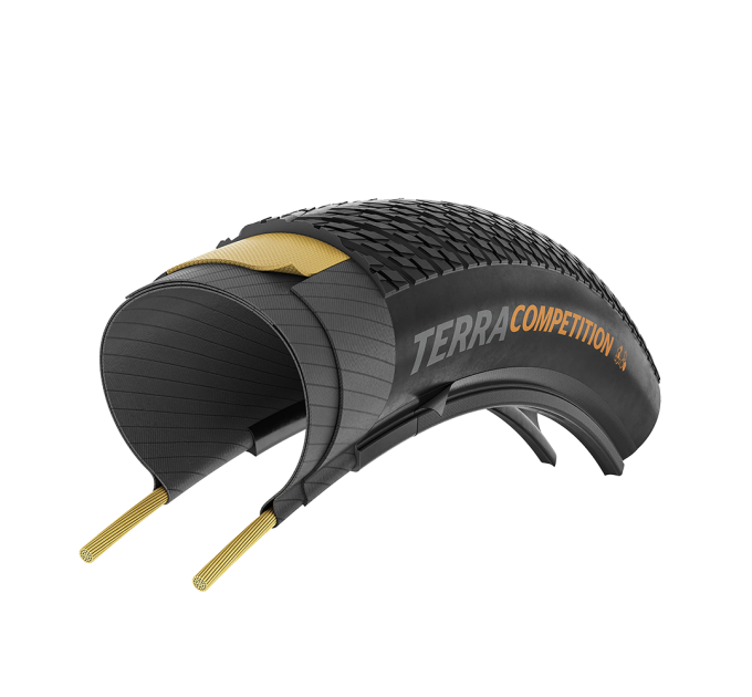 Покрышка бескамерная Continental Terra Competition Trail Grip 28" | 28 X 1.40 | 700 X 35C черная/коричневая складная skin