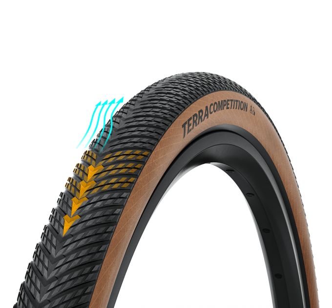 Покрышка бескамерная Continental Terra Competition Trail Grip 28" | 28 X 1.40 | 700 X 35C черная/коричневая складная skin