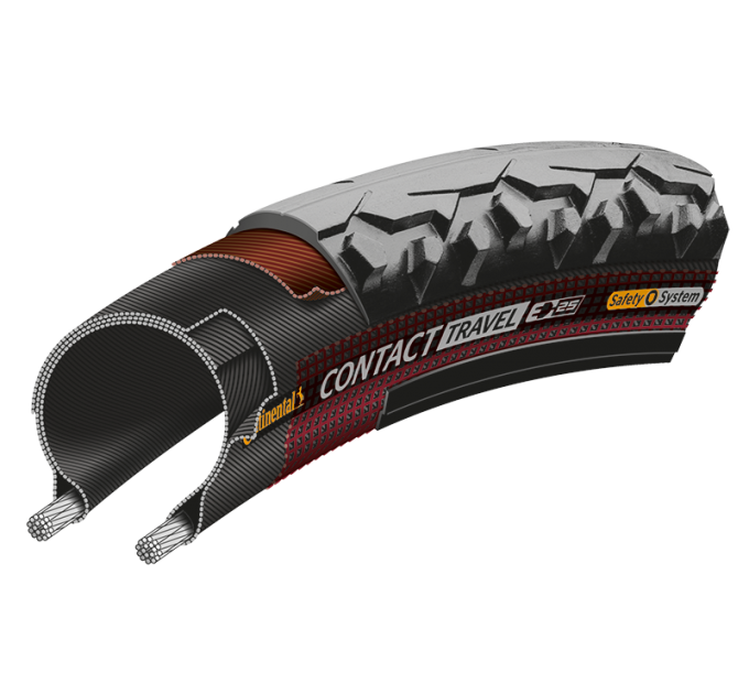 Покрышка Continental Contact Travel, 28" | 700 x 42C (40C) | 28 x 1.60, черная, не складная, skin