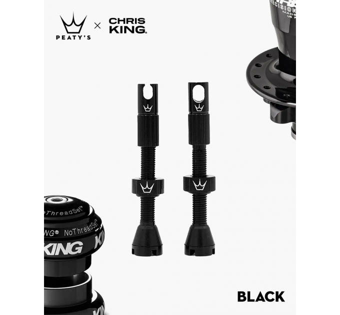 Ниппели Peaty's x Chris King Tubeless Valves, 42mm, Black
