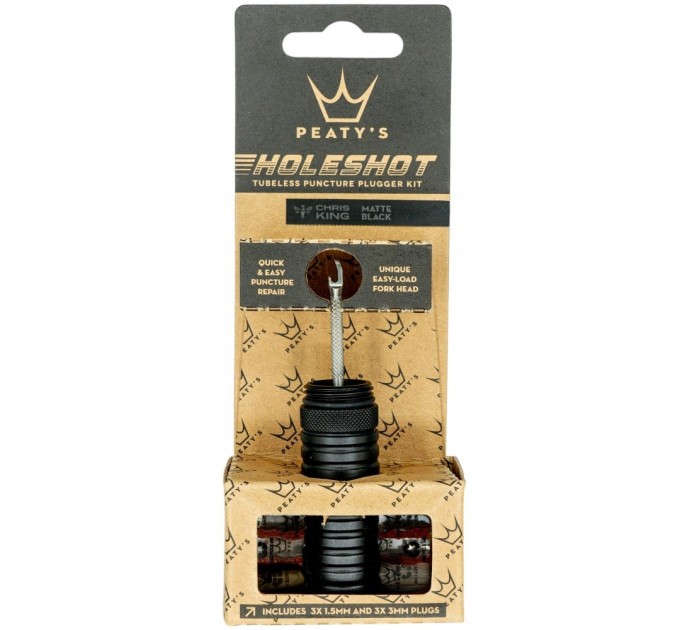 Ремкомплект для бескамерки Peaty's Holeshot Tubeless Puncture Plugger Kit, Black