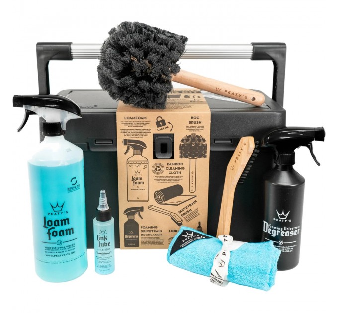 Набор для мойки Peaty's Cleaning Kit, шампунь 1L / дегризер 500ml / щетка 2шт / полотенце микрофибра / смазка цепи 120ml, All-Weather