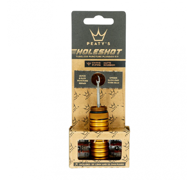 Ремкомплект для бескамерки Peaty's Holeshot Tubeless Puncture Plugger Kit, Bourbon